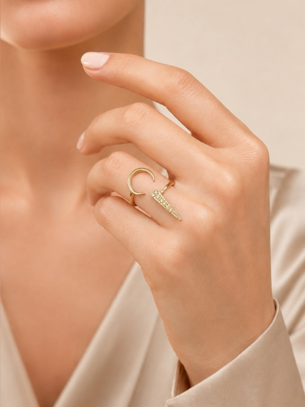 LUV AJ Gold-Tone Spike & Open Band Ring - Women's Jewelry